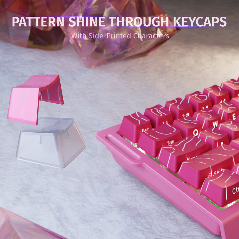 ATTACK SHARK X68 60% Wired 8KHz HE Rapid Trigger Keyboard (Magnetic Switch) - Pink Contours Pattern Shine