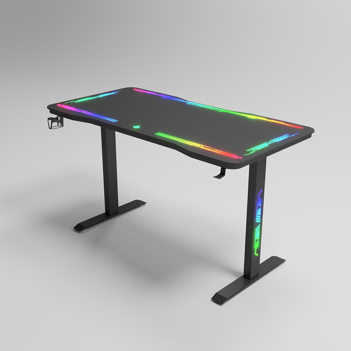 Gamax P206 Tempered Glass Surface Gaming Table 120*60*74 cm with Mousepad & Full RGB - Black (Installation Not Included)