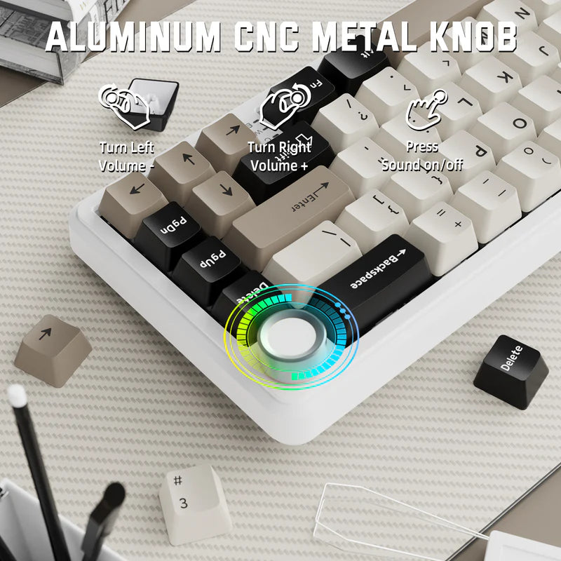 ATTACK SHARK X66 60% Wireless Mechanical Keyboard with Side Printed PBT Keycaps - Cheese White (Arabic)