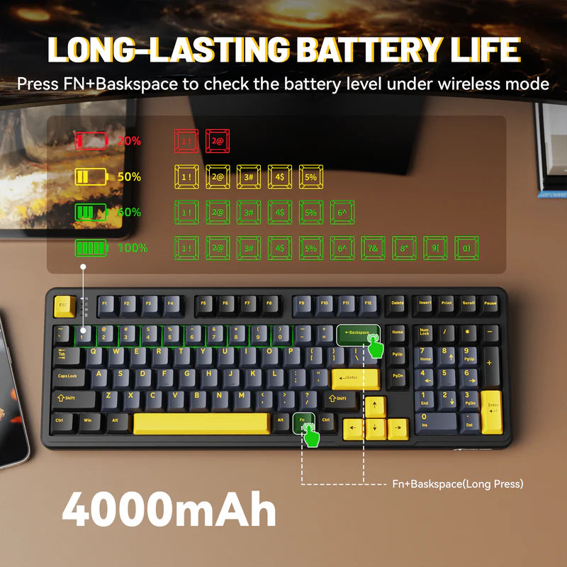 ATTACK SHARK X98 Tri-Mode 102-Keys Wireless Mechanical Keyboard - Star Black (Arabic)