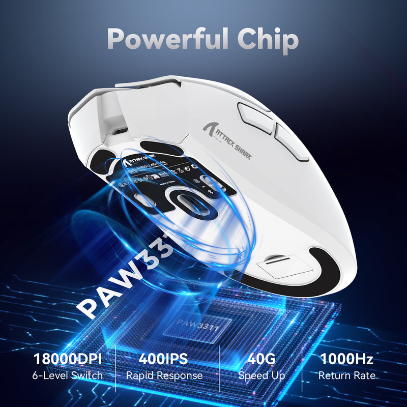 ATTACK SHARK R1 Wireless Gaming Mouse PixArt PAW3311 - White