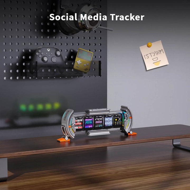 Divoom Times Gate Pixel Art Informative Cyberpunk Digital Clock Display - Silver