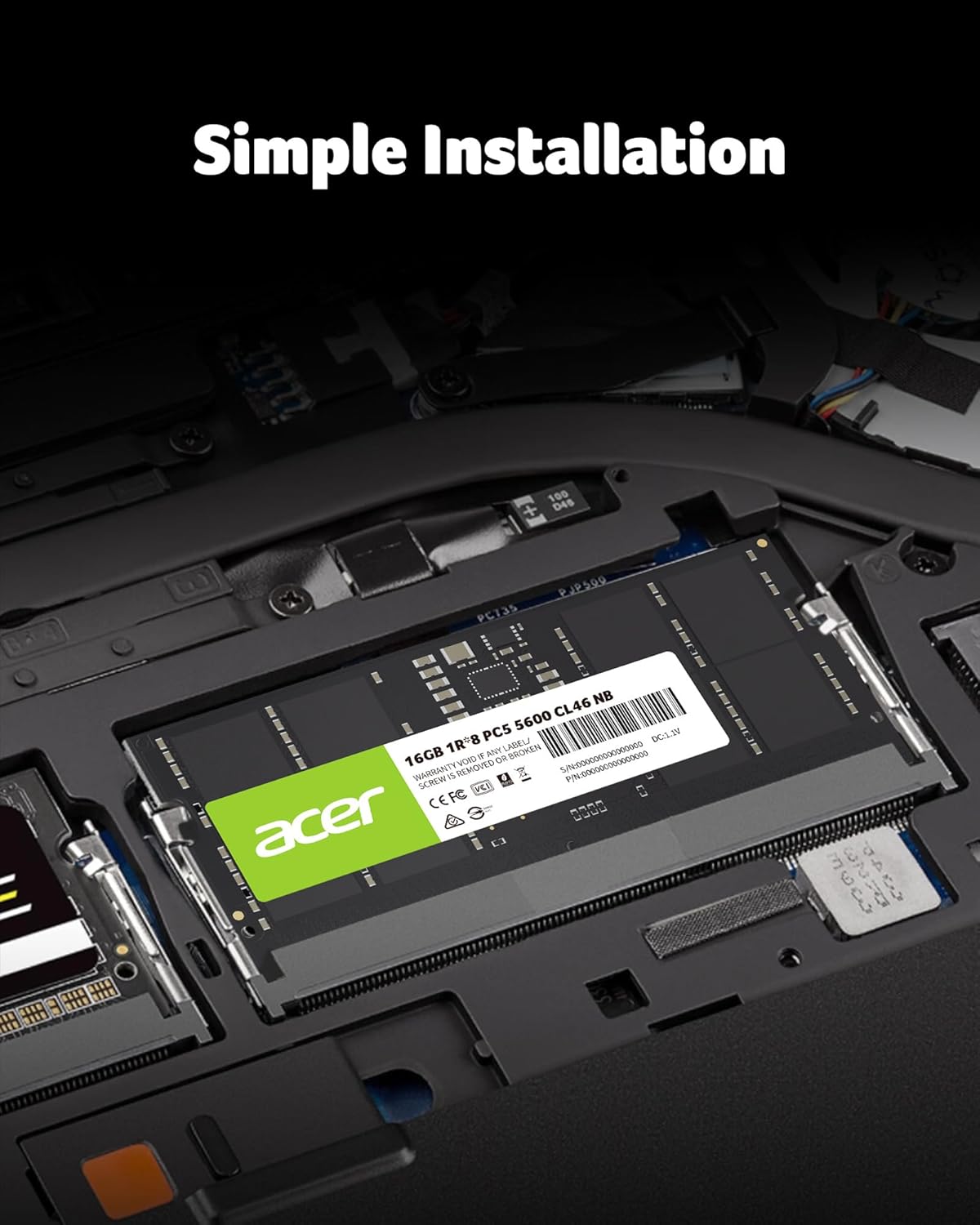 Acer SD200 DDR5 RAM 16GB 5600 MT/s CL46 - for Laptop