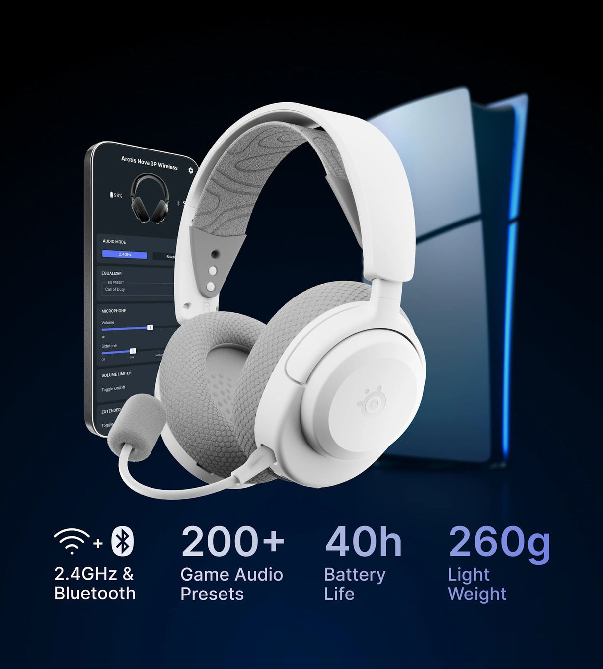 SteelSeries Arctis Nova 3P Wireless For PlayStation and other platforms - White 61687