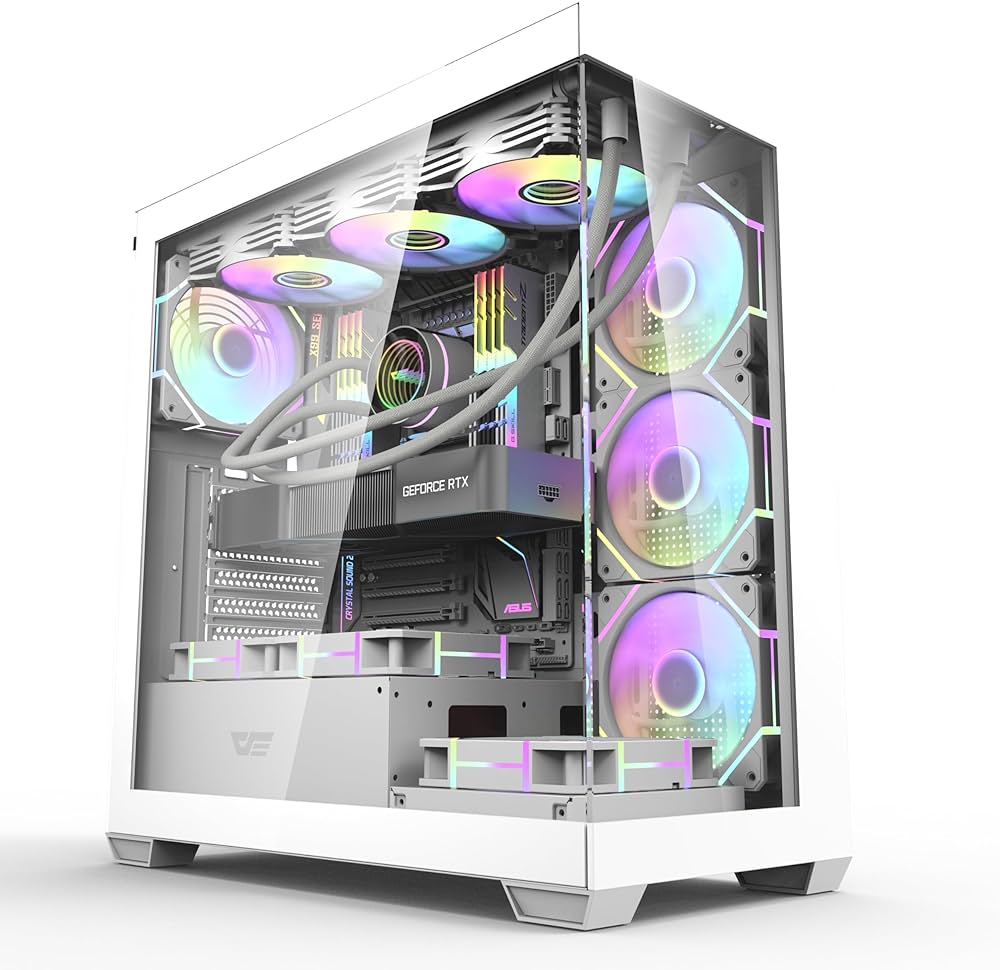 Aigo DarkFlash DS900 Aquarium ATX Mid Tower Case - White