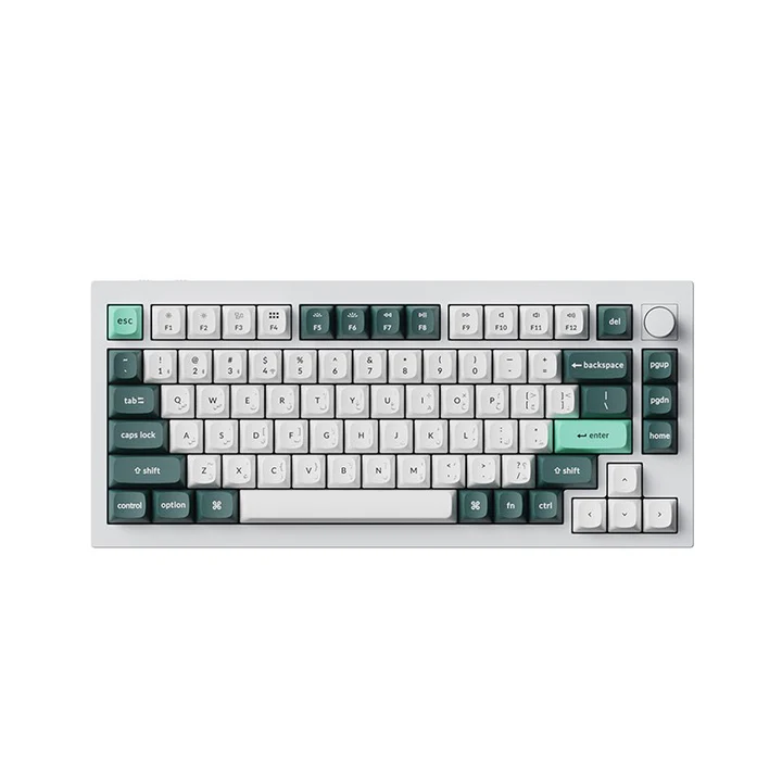 لوحة مفاتيح جيمنج ميكانيكية لاسلكية Keychron Q1 HE بحجم 75 بالمئة مع إضاءة RGB ومقبض تحكم وسويتشات مغناطيسية Gateron Double Rail Nebula بلون Shell White تخطيط إنجليزي عربي