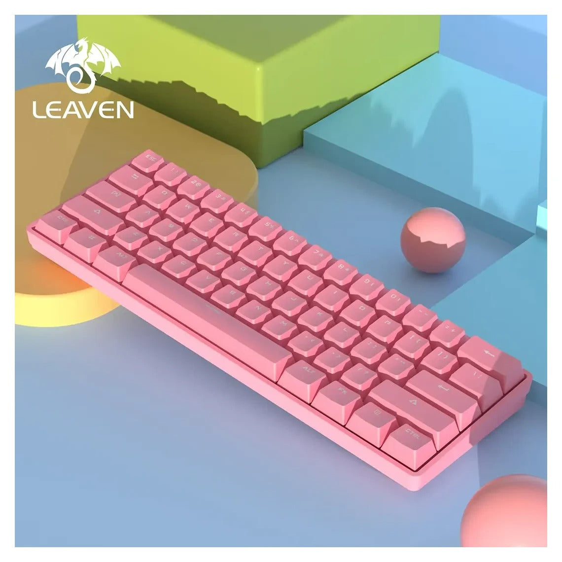 Leaven K28 - Bluetooth RGB Mechanical Gaming Keyboard - Pink – Blue Switch