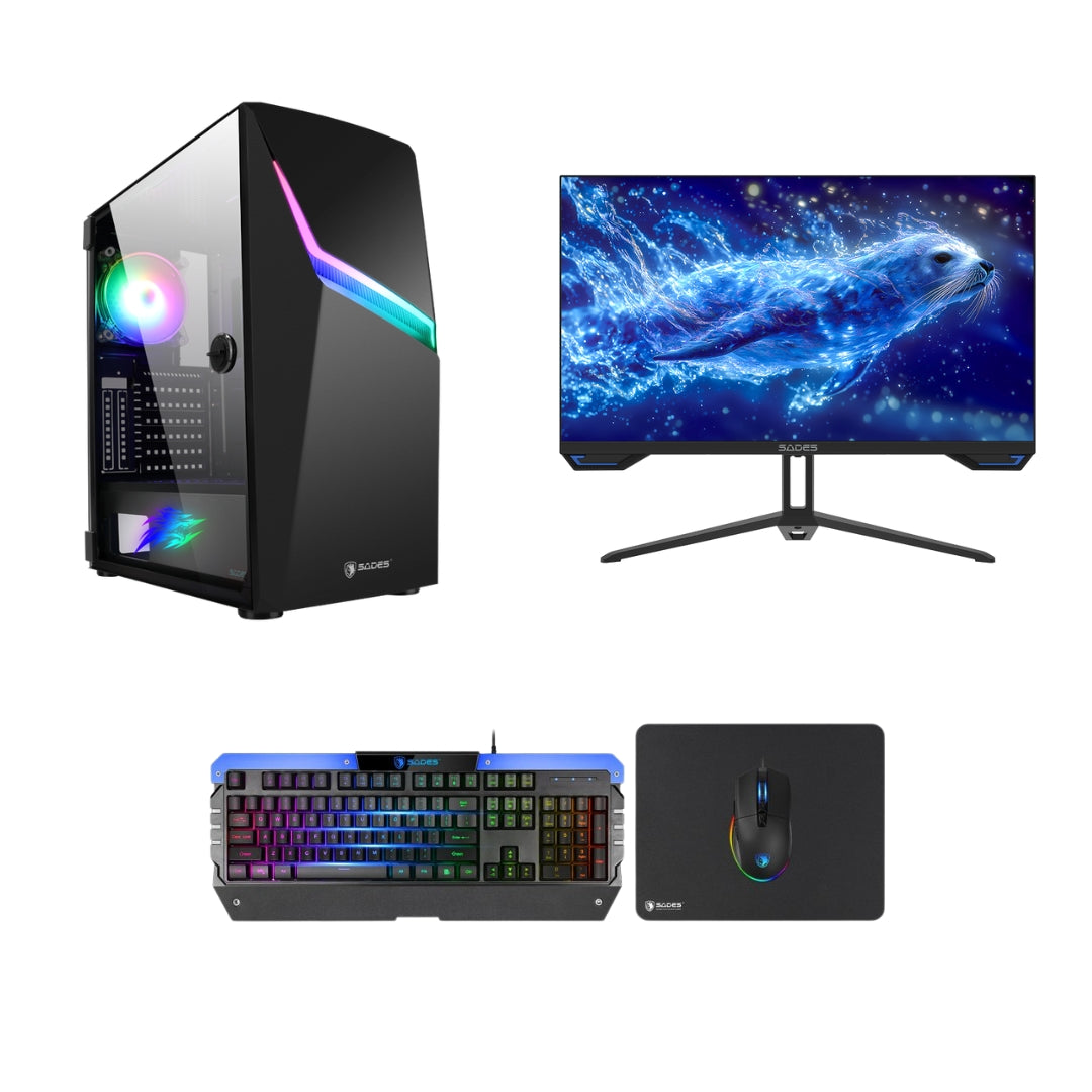 Gaming PC Bundle Intel Core i5-12400F, GTX 1650, 16GB RAM With 24" FHD Monitor & 3-in-1 Gaming Combo