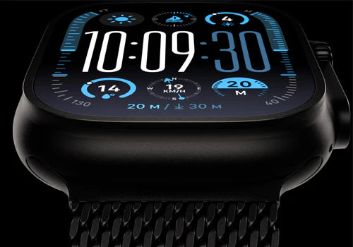 Apple Watch Ultra 2, 49mm (GPS+Cellular), Black Titanium Case, Black Trail Loop - Medium/Large