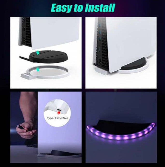 Dobe PlayStation 5 Bundle: Cooling Stand + ATMOSPHERE LAMP BASE + Silicon Case for PS5 Controller