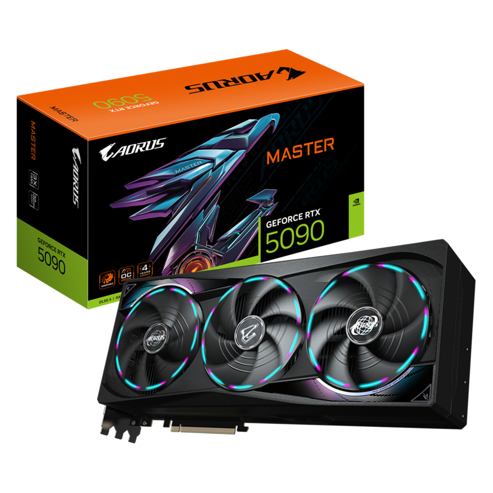 كرت شاشة Gigabyte AORUS GeForce RTX 5090 MASTER سعة 32GB GDDR7