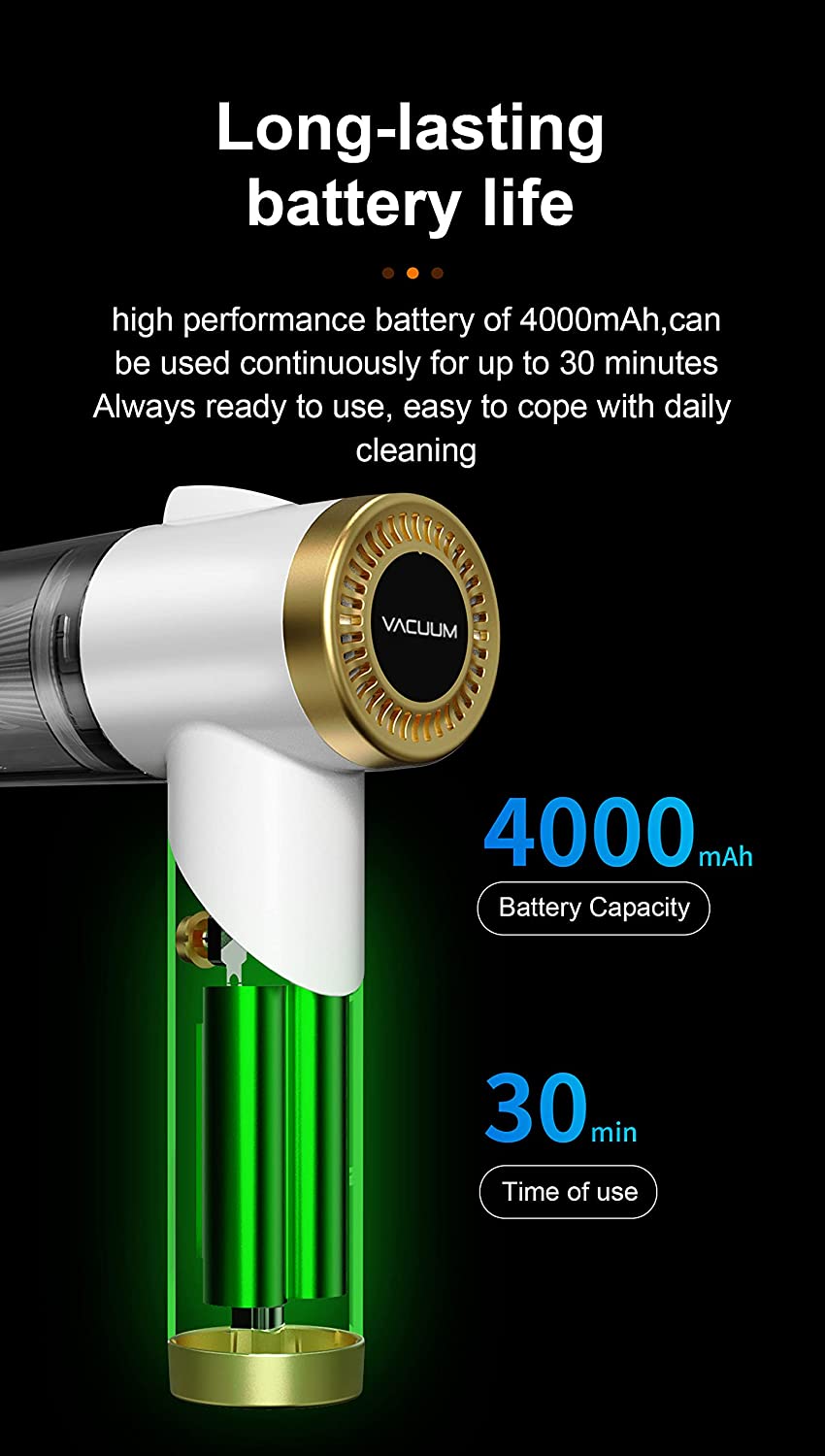 9000Pa Suction Handheld Portable Vacuum Cleaner for Car, Pets & Home