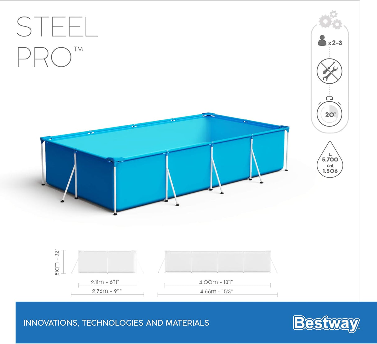 BESTWAY 4.00M X 2.11M X 81CM POOL SET (Contents:Pool, Filter Pump(220-240V), Compatible with Cartridge 58093(I)220-240V) / 56424