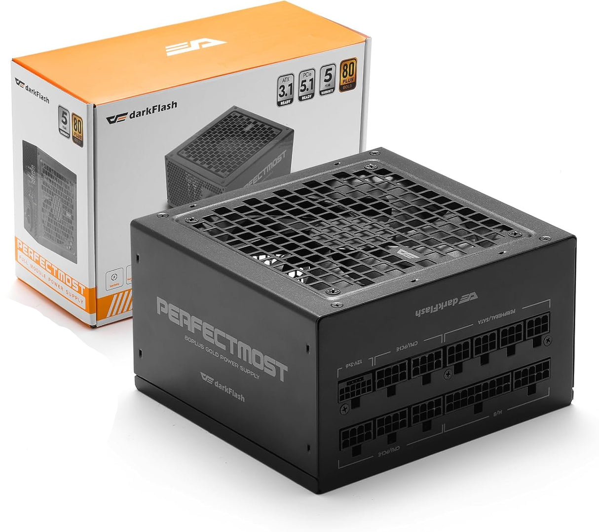 Dark Flash Perfectmost 750W Atx 3.1, PCle 5.1 80 Gold Plus Power Supply - Black