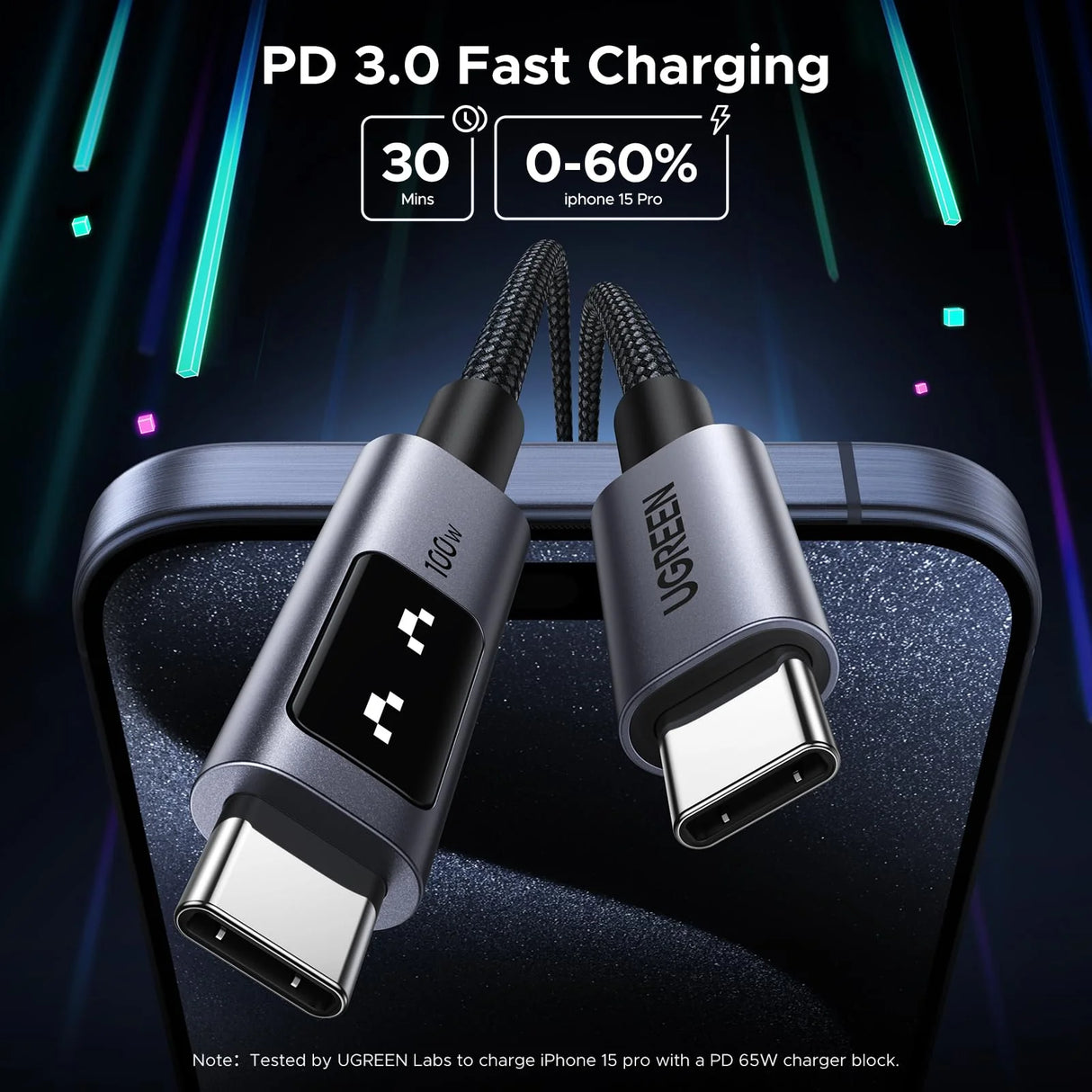 UGREEN Uno USB-C to USB-C PD Fast Charging Cable 5A Max 1m 100w black - L509-35501