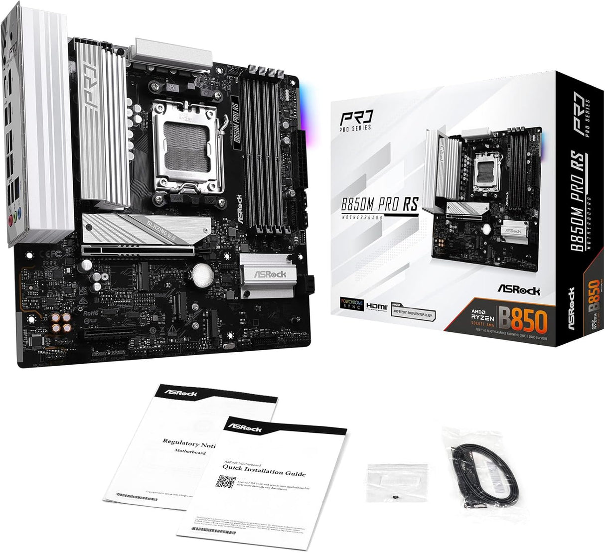 ASRock B850M Pro RS WiFi mATX Motherboard for AMD AM5 CPUs