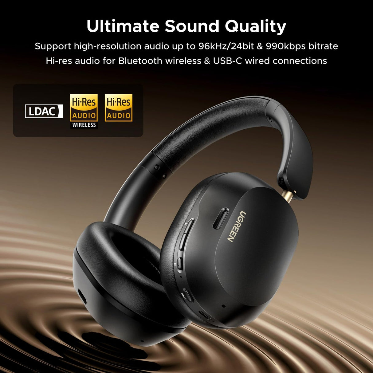 UGREEN HiTune Max5c Hybrid Active Noise-Cancelling 35dB Headphones Black