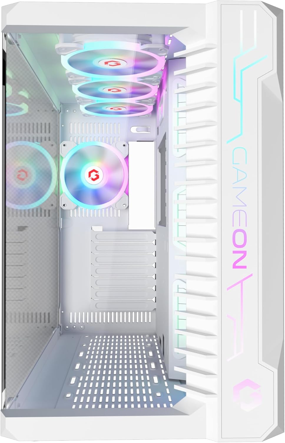 GameOn Emperor Arctic || Series 7FAN Mid Tower Gaming Case - White
