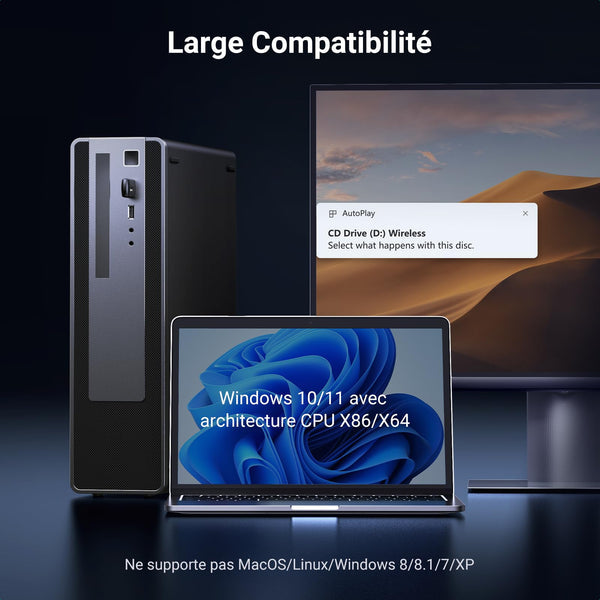 محول UGREEN AX900 USB WiFi 6 ثنائي النطاق 5GHz و 2.4GHz (CM762 – 35264)