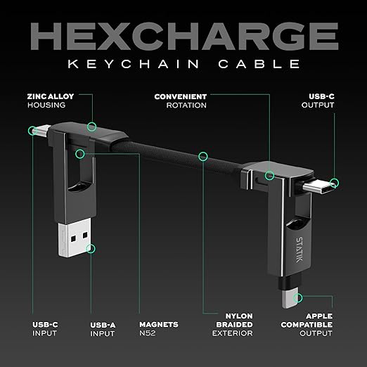 Statik HexCharge Cable 4in1 - Black