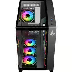 SHARX PROFIN ATX Min-Tower Gaming PC Case, With 7X 120mm Pre-Installed  ARGB Fans Model XI700B, Black