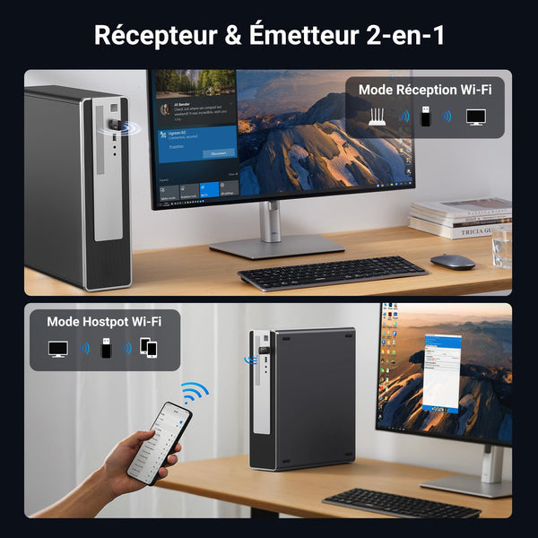 محول UGREEN AX900 USB WiFi 6 ثنائي النطاق 5GHz و 2.4GHz (CM762 – 35264)