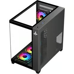 SHARX PROFIN ATX Min-Tower Gaming PC Case, With 7X 120mm Pre-Installed  ARGB Fans Model XI700B, Black