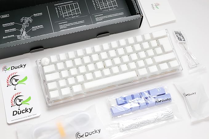 DUCKY ONE 3 MINI HOT SWAP Blue Switch Cherry RGB Wired Mechanical Gaming Keyboard Arabic - Aura White