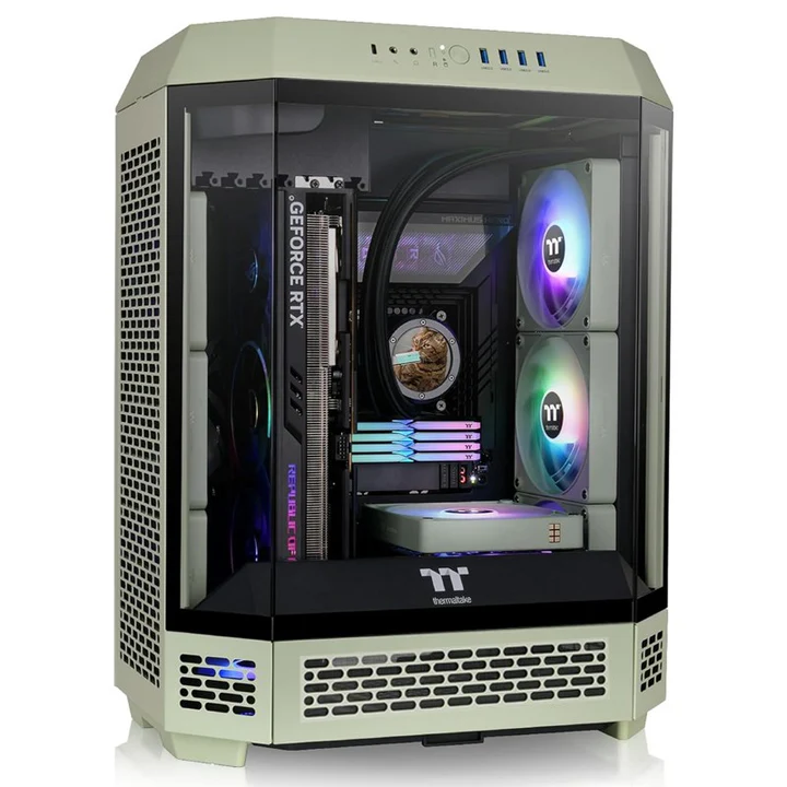 Thermaltake The Tower 600 ATX Mid Tower Gaming PC Case - Matcha Green (2 PWM Fans Included)