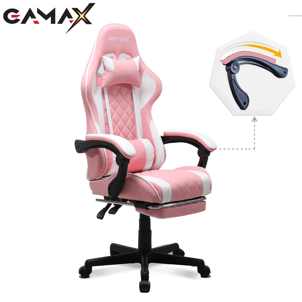 Gamax Gaming Chair Model 1-LT001L with Linkage Function Armrest & Retactable Footrest ( Installation not included )