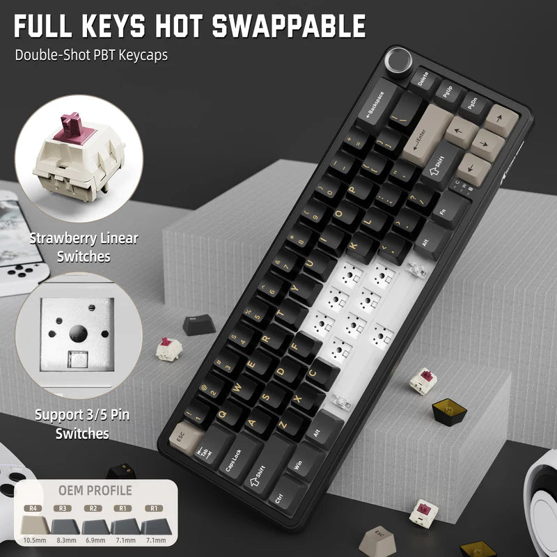 ATTACK SHARK X66 60% Wireless Mechanical Keyboard with Side Printed PBT Keycaps - Star Black