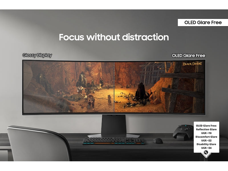 Samsung Odyssey QD-OLED G9 model G95SD LS49DG952SMXUE, 49" Dual QHD, 240Hz Refresh rate, 0.03ms Response time, HDMI 2.1, G-Sync Compatible Curved Gaming Monitor