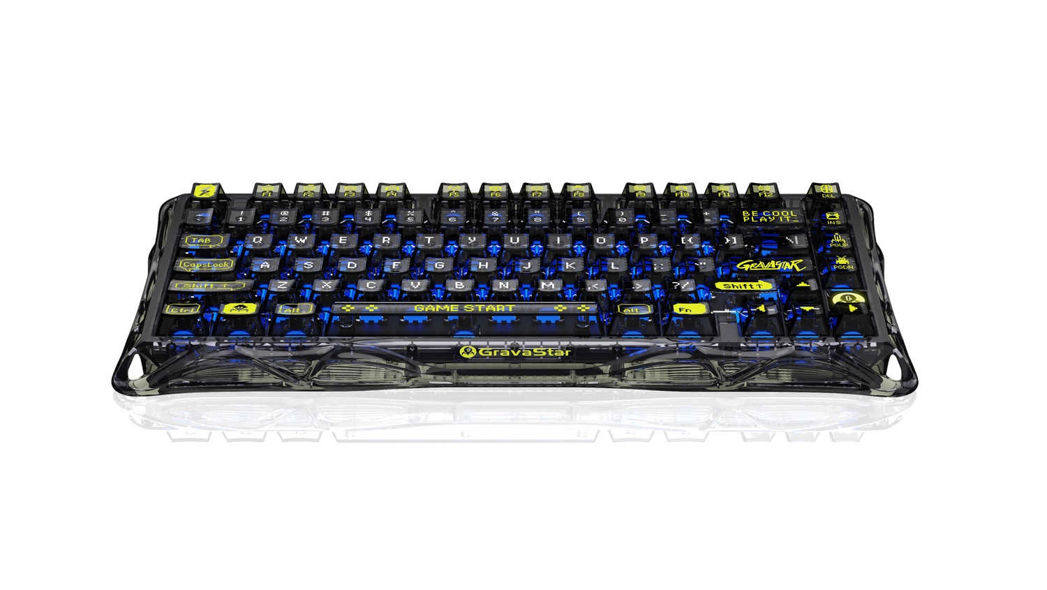 GravaStar Mercury K1 Lite 75% Wireless Mechanical Gaming Keyboard - Transparent Black