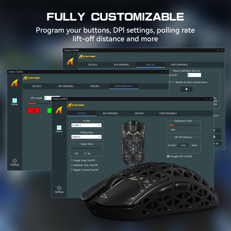 ATTACK SHARK R5 Ultra 39g SUPERLIGHT Carbon Fiber Wireless 8K PAW3950MAX Gaming Mouse PAW3950MAX up to 42000 DPI - Black