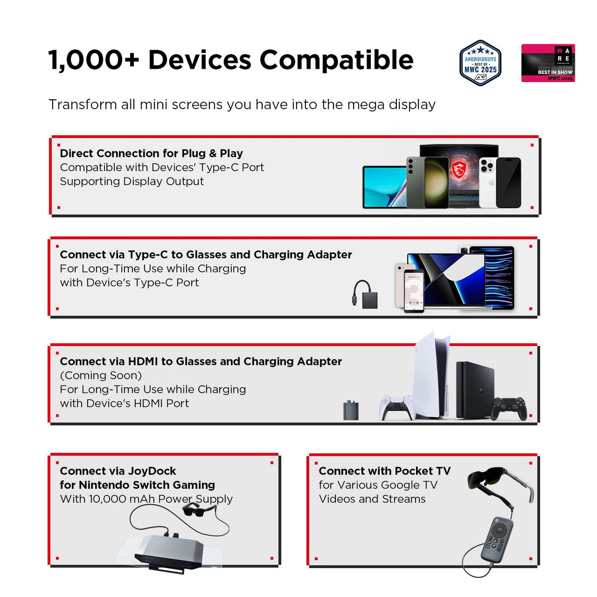 RayNeo Air 3s AR Glasses 201" Portable Cinema for Movies & Games