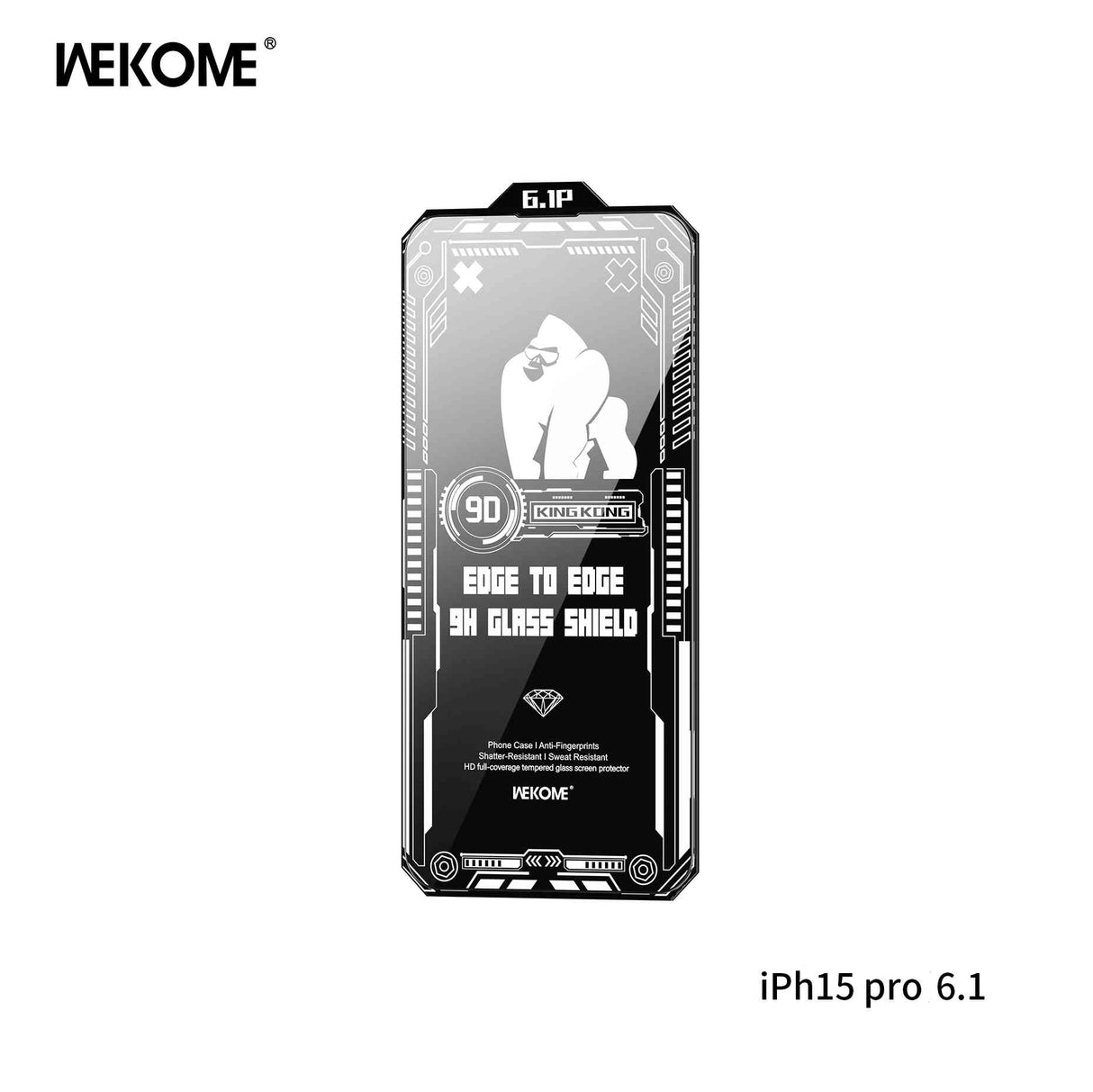 WEKOME WTP-081 Vacha Champion Series Kingkong Screen Protector (HD) - Black for Iphone 15 Pro