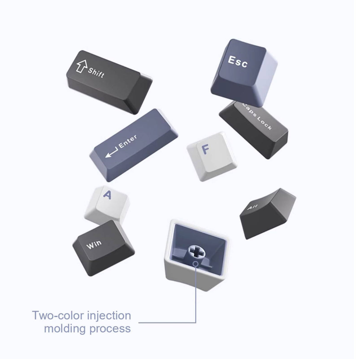 AULA F87 87 Keys Compact TKL Gasket Hot-Swappable Type-C Wired Gaming Keyboard LEOBOG Grey Wood V3 - Glacier Blue