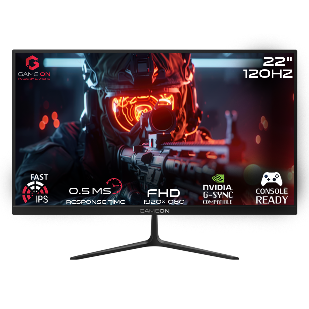 GAMEON GOES22FHD120IPS 22" FHD 1920x1080, 120Hz Refresh Rate, 0.5ms Response Time, HDMI 2.1, IPS Flat Gaming Monitor - Black