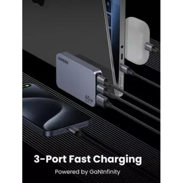 UGREEN Nexode Pro 65W 3-Port GaN Ultra-Slim Fast Charger 25356 X753-25356