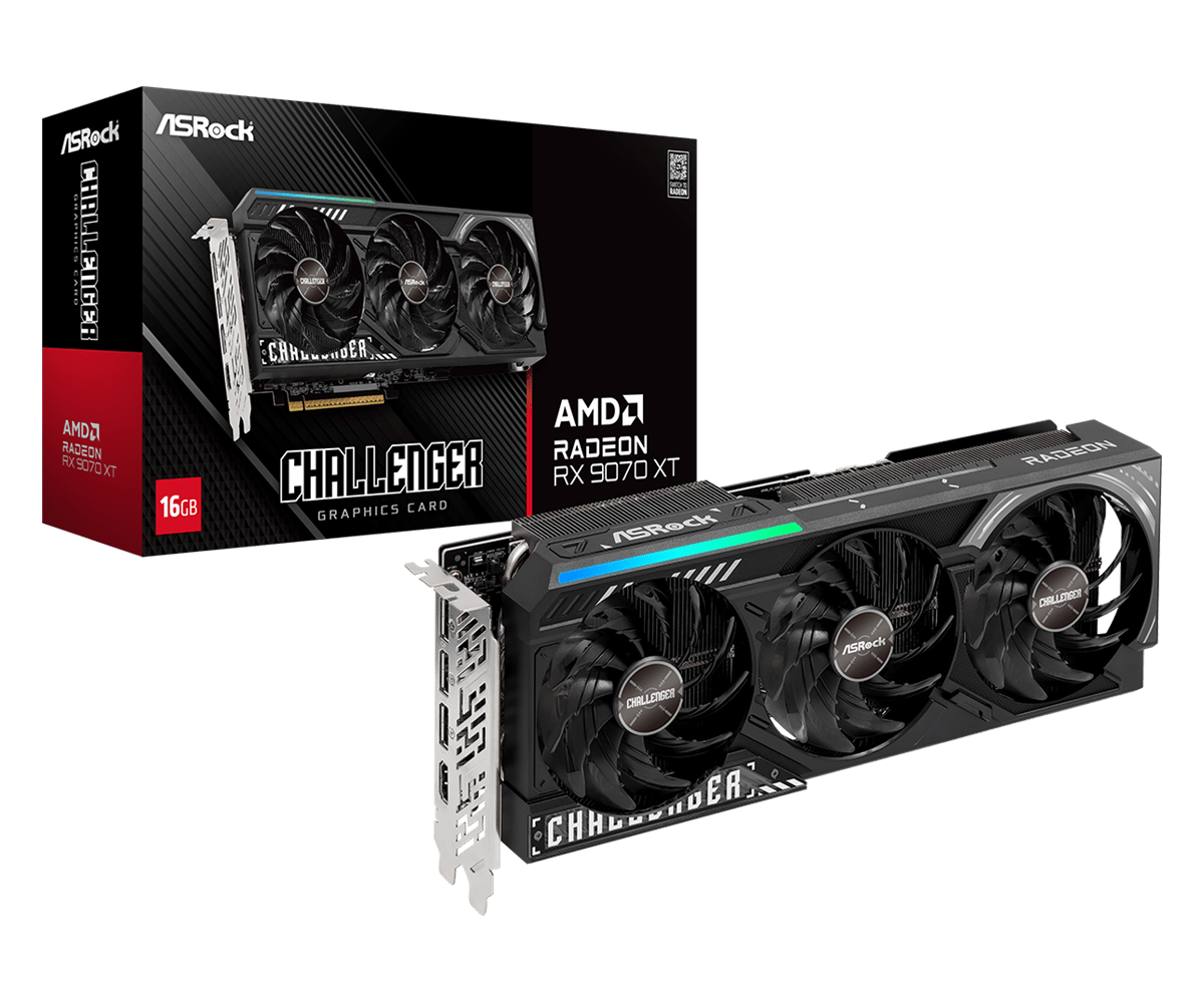 AsRock AMD Radeon RX 9070 XT Challenger 16GB Gaming Graphics Card - Black