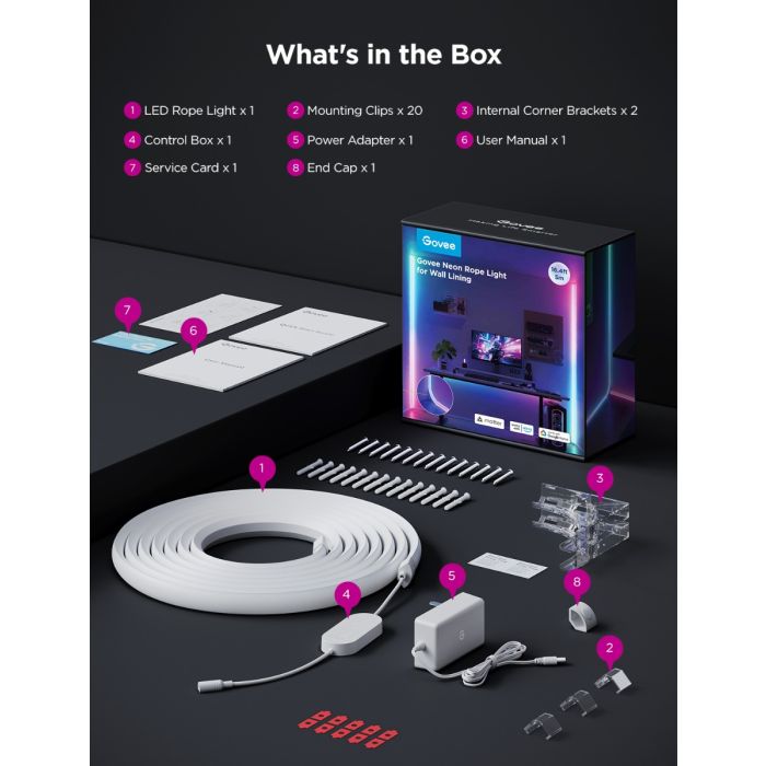 Govee 5M Neon Rope Light for Wall Lining - H66412D1