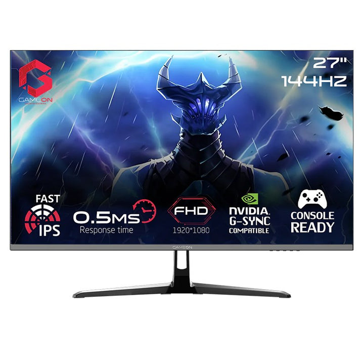 جيم اون شاشة ألعاب GOES27FHD144IPS مقاس 27 بوصة، بدقة FHD، ومعدل تحديث 144 هرتز، وزمن استجابة 0.5 مللي ثانية، ومنفذ HDMI 2.1، وتقنية IPS سريعة، مسطحة - أسود