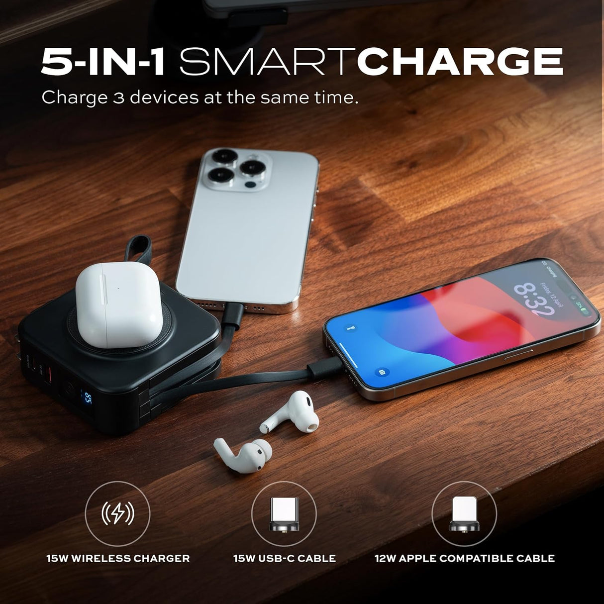 ستاتيك سمارت تشارج شاحن سفر وباور بانك ٥ في ١