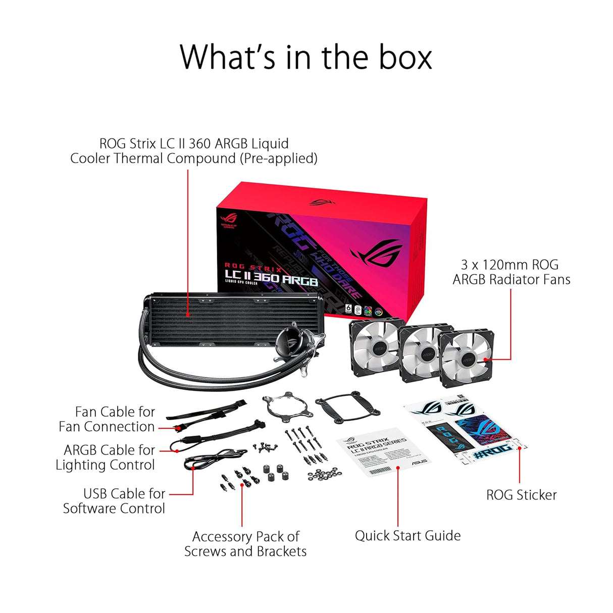 Asus ROG Strix LC II 360 ARGB 360mm AiO Liquid CPU Cooler - Black