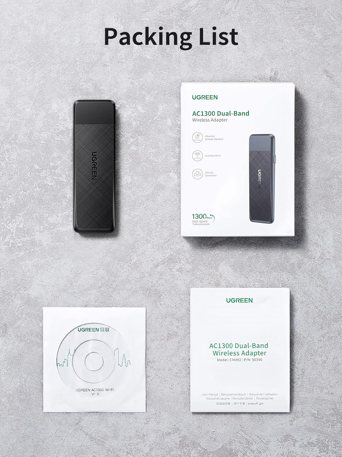 UGREEN AC1300 Wireless Network Adapter - CM492-50340