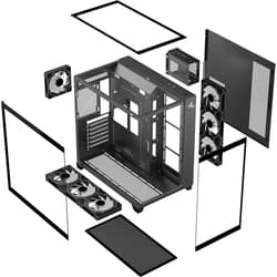 SHARX PROFIN ATX Min-Tower Gaming PC Case, With 7X 120mm Pre-Installed  ARGB Fans Model XI700B, Black