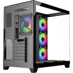 SHARX PROFIN ATX Min-Tower Gaming PC Case, With 7X 120mm Pre-Installed  ARGB Fans Model XI700B, Black