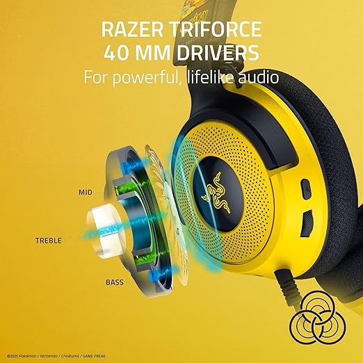 Razer Kraken V4 X Wired Gaming Headset with Chroma RGB Lighting & Type C & Type A Cable - Pokémon Kanto Starters Edition RZ04-05180300-R3M1