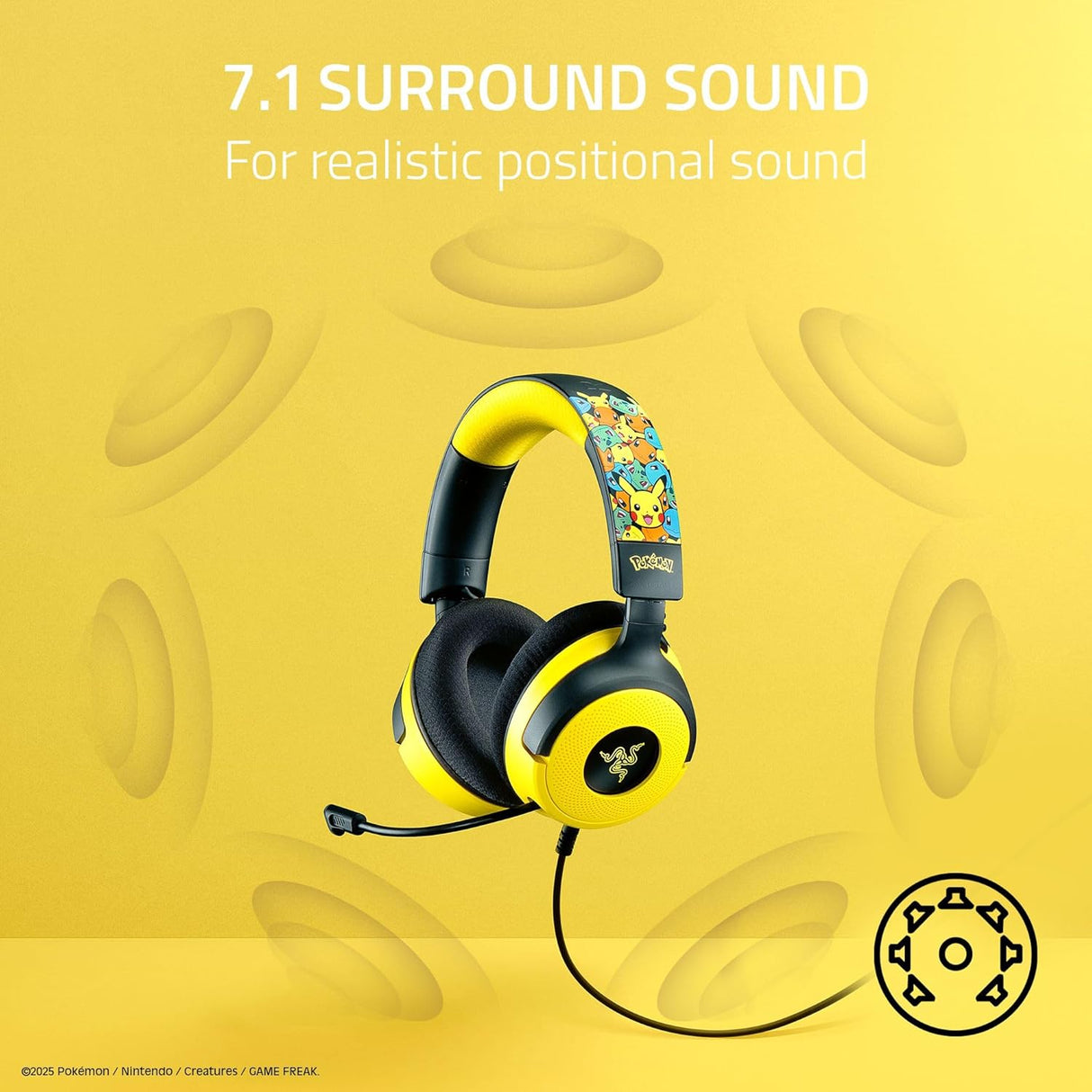 Razer Kraken V4 X Wired Gaming Headset with Chroma RGB Lighting & Type C & Type A Cable - Pokémon Kanto Starters Edition RZ04-05180300-R3M1