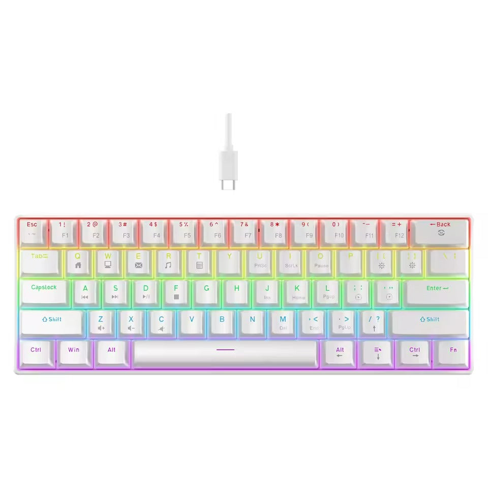 SUNNYSEE K61 Mechanical Keyboard in White - Blue Switch